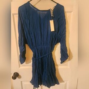 Short Blue dress with waist sash